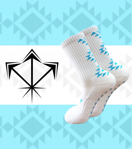 Aztec Series Grip Socks 2.0 White/Sky Blue